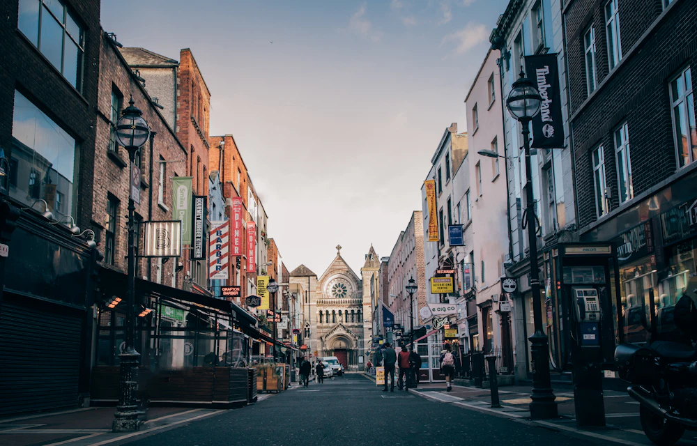 A shopping street in Dublin city centre